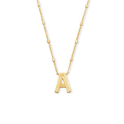 Letter A Pendant Necklace in Gold