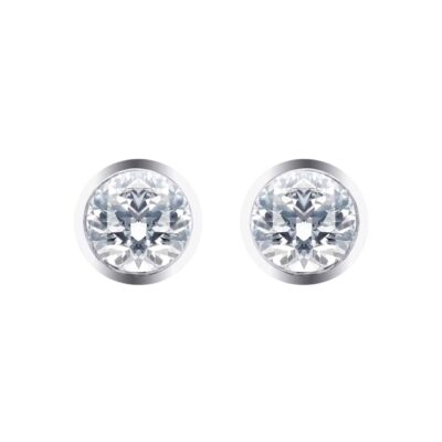 Silver & Diamond 0.10ct Besel Stud Earrings