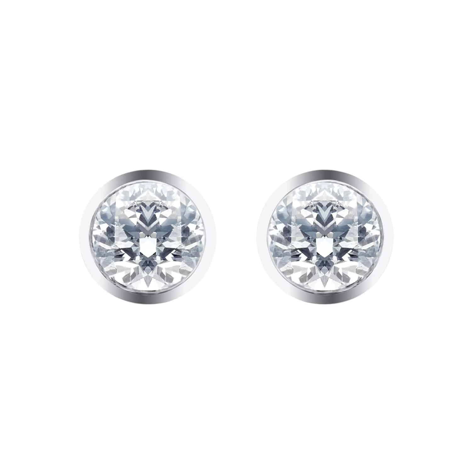 Silver & Diamond 0.10ct Besel Stud Earrings