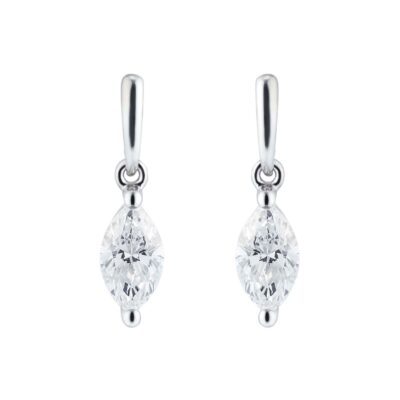 9ct White Gold 0.46cttw Marquise Diamond Drop Earrings