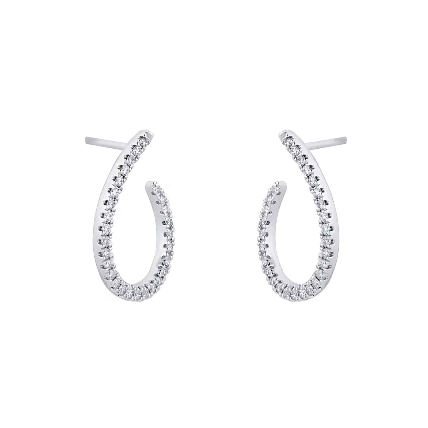 9ct White Gold 0.25cttw Diamond Open Hoop Earrings - Image 3